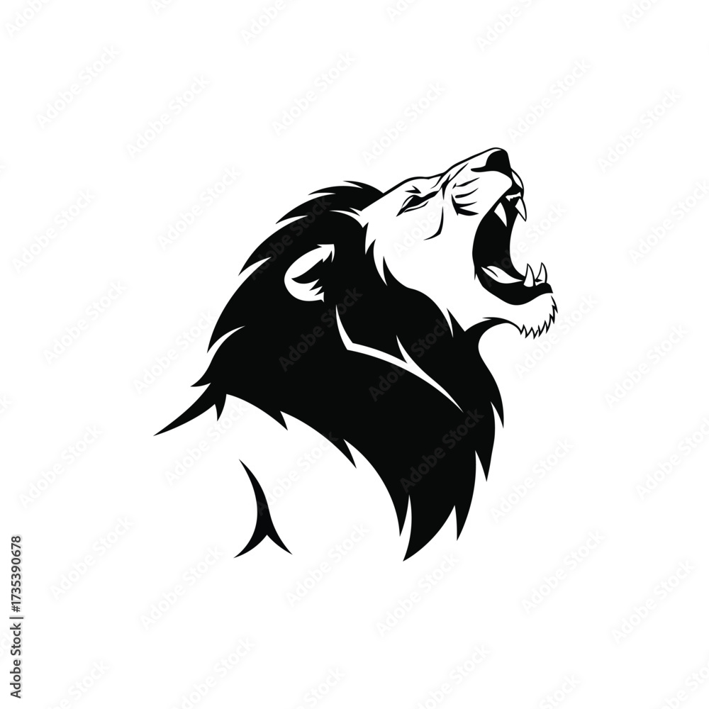 Fototapeta premium roaring lion head silhouette