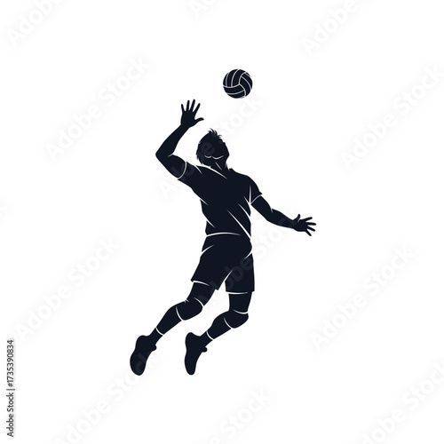 silhouette of a volleyball player spiking the ball