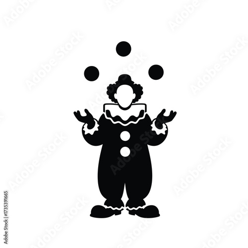 silhouette of a clown juggling balls