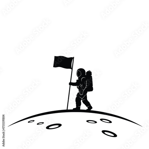 astronaut planting a flag on the moon
