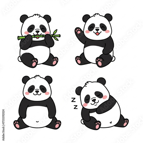 Cute Panda Illustrations A Collection of Adorable Pandas in Various Poses