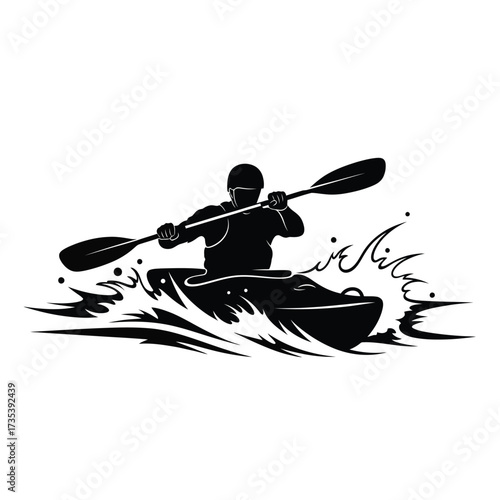 silhouette of a person kayaking on water with a paddle