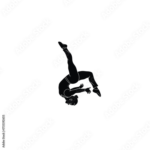 silhouette of a gymnast performing a backbend on a