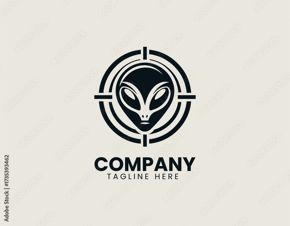 Fototapeta premium Modern Alien Target Bullseye vector logo illustration
