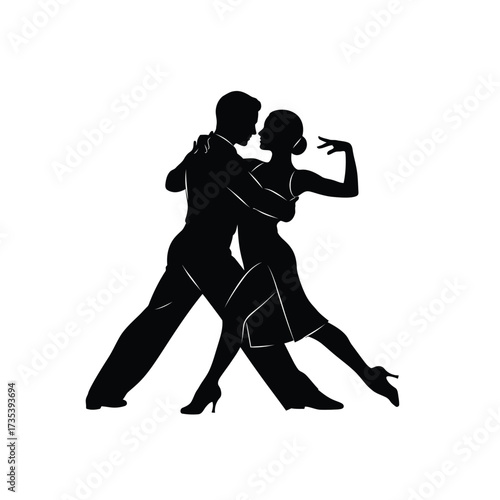 silhouette of a couple dancing tango