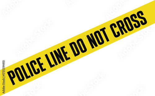 Yellow police line do not cross tape vector crime scene and safety caution barrier.
