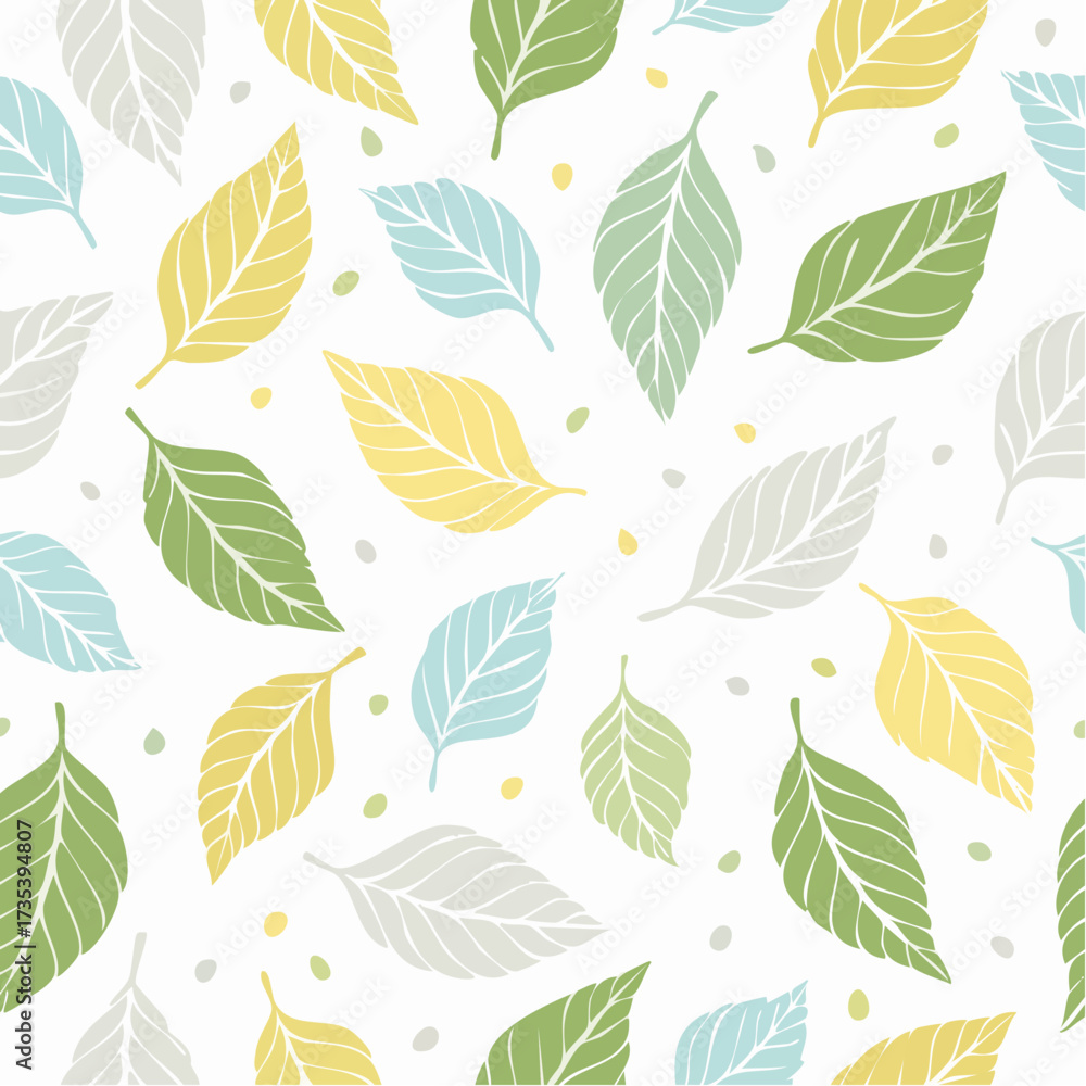 Obraz premium Hand drawn watercolor leaves pattern 3
