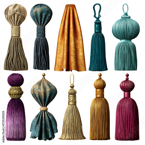 Wallpaper Mural Realistic Colorful Tassel Collection, Transparent Background Torontodigital.ca