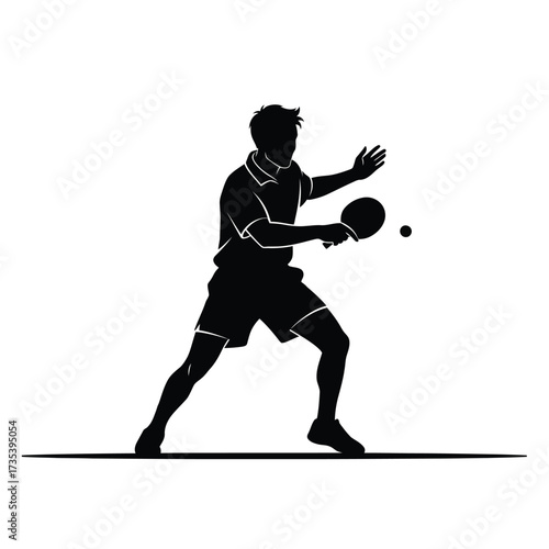 silhouette of a man playing table tennis