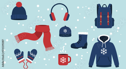 Collection of Winter Clothing and Accessories for Cold Weather