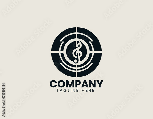 Music Target vector logo illustration