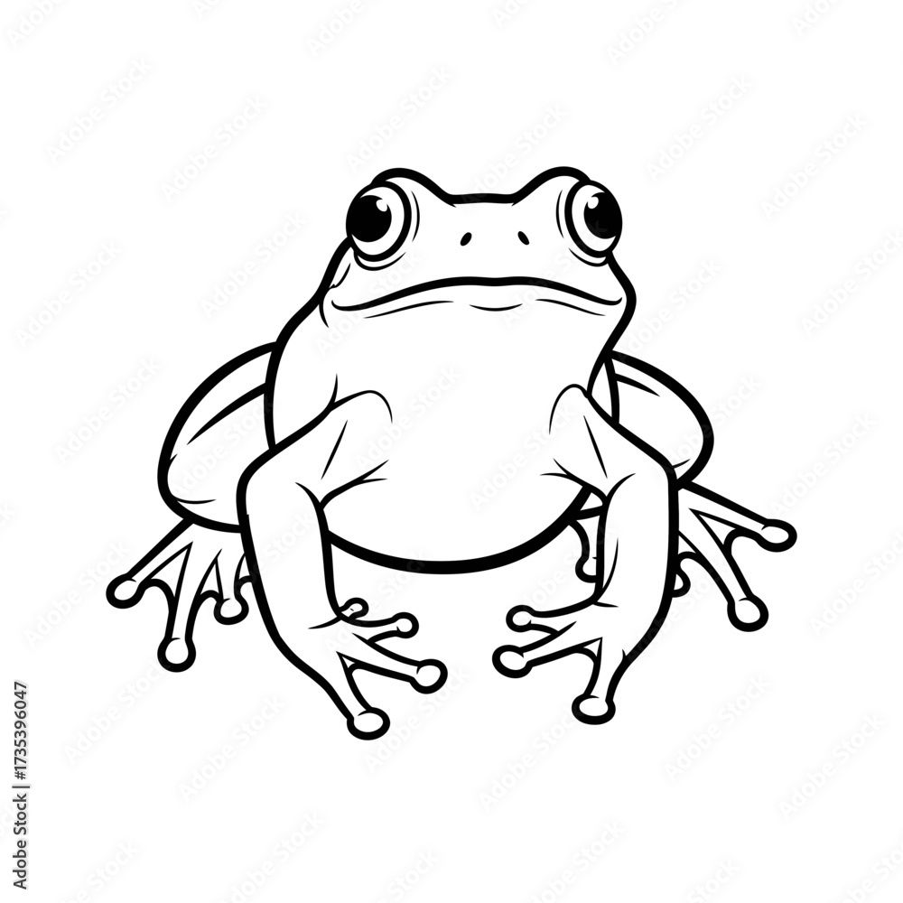 Obraz premium Cartoon frog illustration with detailed features and minimal style 
