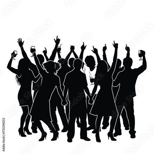 silhouette of people dancing at a party