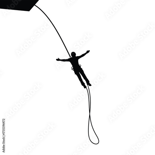 bungee jumper falling with a rope