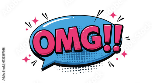 Vibrant Comic Book Style Speech Bubble with OMG Text.