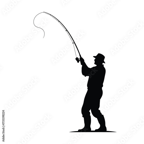 silhouette of a fisherman casting a rod