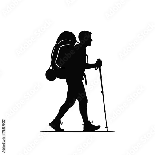hiker with backpack and poles