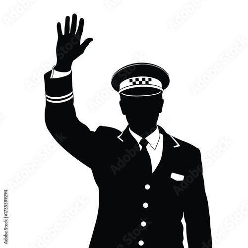 silhouette of a taxi driver waving hello