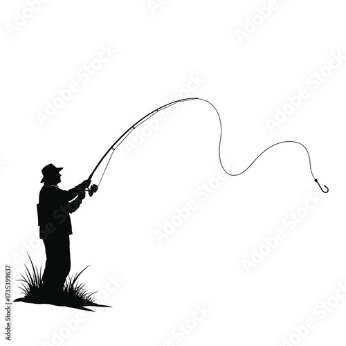 fisherman silhouette casting line