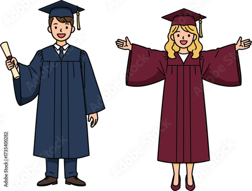 Graduation celebration, happy graduates in cap and gown, diploma achievement, academic success, university ceremony, joyful moment, education milestone, proud students, future leaders, school event