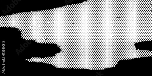 Vector art illustration of a polar bear in the snow with a halftone dot black and white grunge world map pattern frame