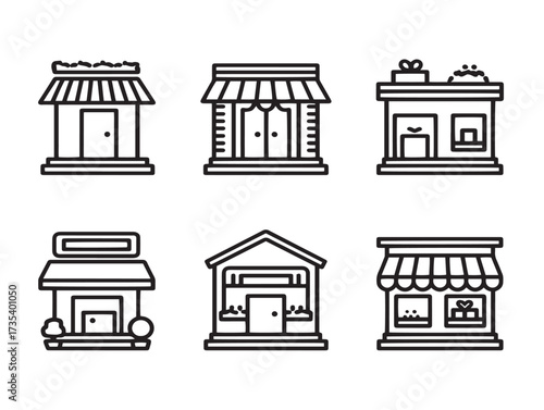 Elegant store front icons pack crafted with clean minimalist vector line design