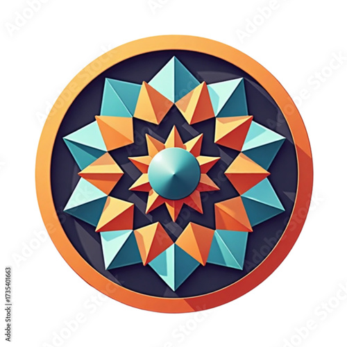 Jeweler's Day. Colorful geometric mandala design with a central sphere, vibrant and artistic representation