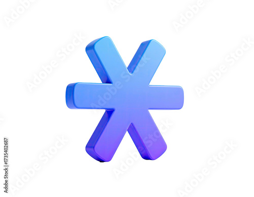 A floating, stylized asterisk, rendered with a vibrant blue to purple gradient