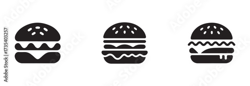 Berger food logo icons, fast food set, cartoon Cheese Burger, simple set of devise related filled icons.  vector illustration EPS 10.