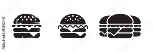Berger food logo icons, fast food set, cartoon Cheese Burger, simple set of devise related filled icons.  vector illustration EPS 10.