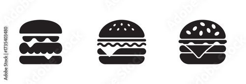 Berger food logo icons, fast food set, cartoon Cheese Burger, simple set of devise related filled icons.  vector illustration EPS 10.