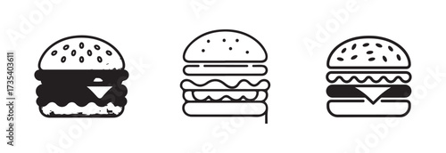Cheeseburger icon set, cheeseburger vector icon,  cheeseburger web design icon, burger doodle element set, vector illustration EPS 10.