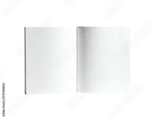 Open book, plain white pages, view from above, black background