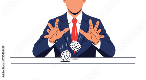 Businessman Rolling Dice: A Visual Metaphor for Risk, Strategy, and Calculated Decision-Making within Corporate Endeavors and Investments