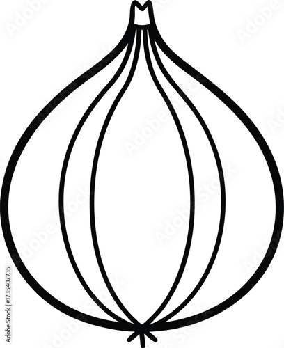 Simple Black and White Outline Drawing of an Onion, a Versatile Vegetable