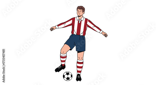 Animated soccer player skillfully controls the ball during an energetic match illustration design art creation vector style icon illustration
