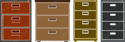 Filing Cabinet Colorful Vector Illustration Collection