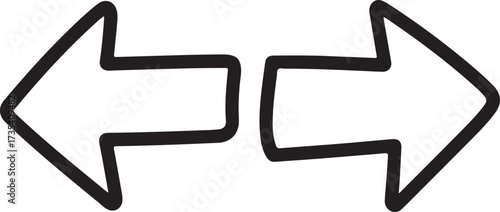 Two hand drawn arrows pointing opposite directions on white background