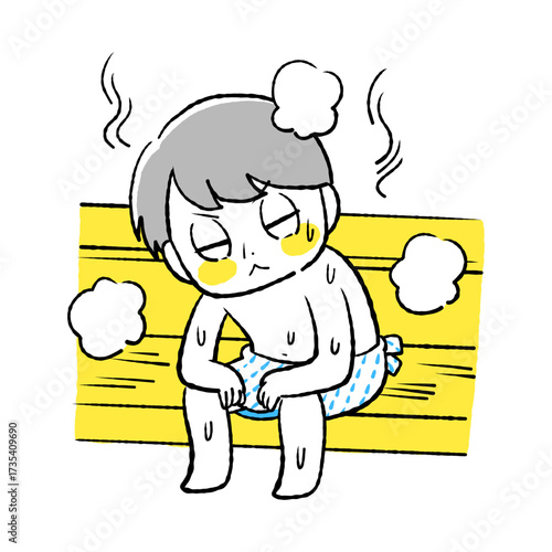 サウナで整う人のイラスト/ベクター