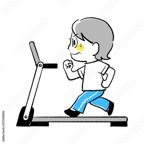 ランニングマシン (ウォーキング)をしているイラスト