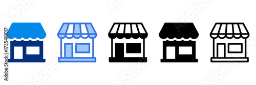 Store Icon Set Multiple Style Vector Illustration
