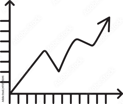 Simple hand drawn line graph showing upward trend and growth