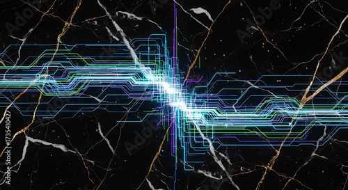Futuristic Technology on Marble - Data Flow and Connectivity.