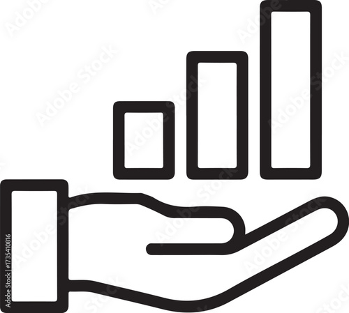Hand holding a rising bar graph representing financial growth and success