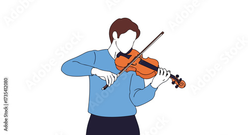 A young violinist immersed in the art of playing, showcasing dedication and skill in performing a musical instrument to give joy to the listeners