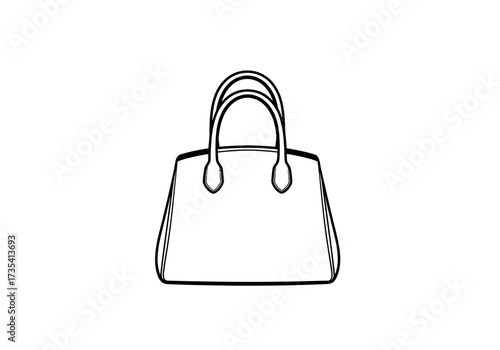 Hand drawn handbag fashionable accessory for women, stylish tote bag handles, sketch style