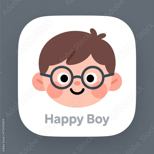 Cartoon Boy with Glasses Icon