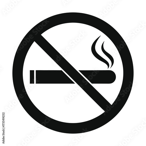 Black and white no smoking symbol featuring a cigarette and smoke on a white backdrop smoking prohibition
