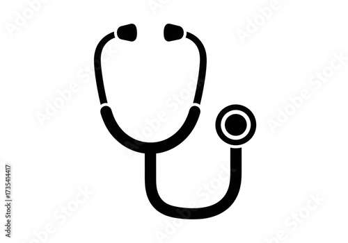 Black stethoscope, a medical instrument used for listening to internal body sounds for diagnosis