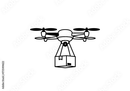 Drone delivery service carrying a package, , providing fast efficient shipping solutions for customers